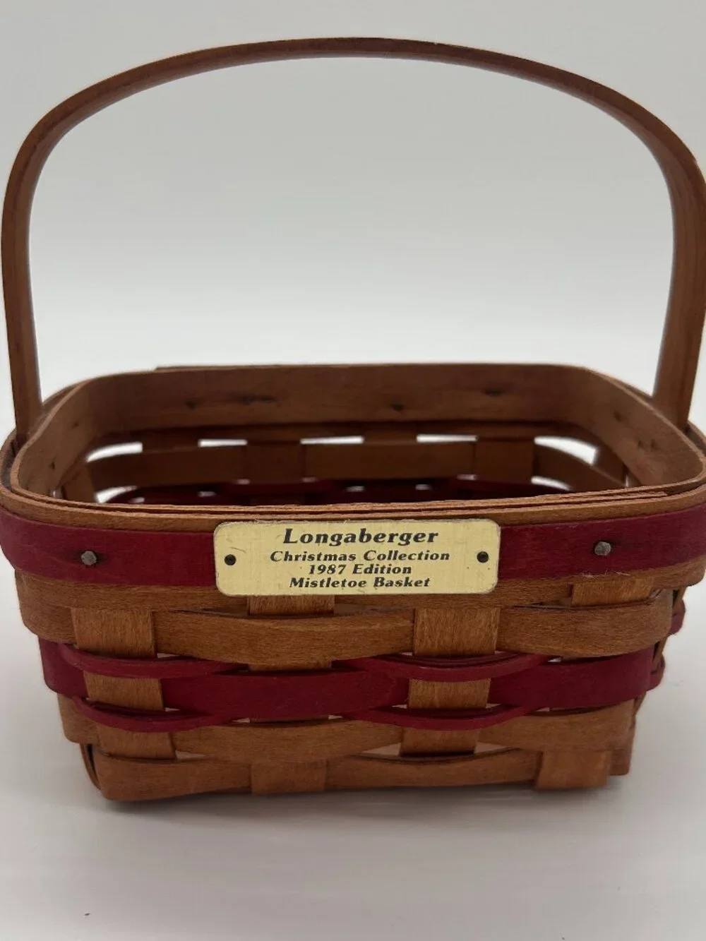 Longaberger Vintage Christmas Collection Mistletoe Handled Basket Signed 1987